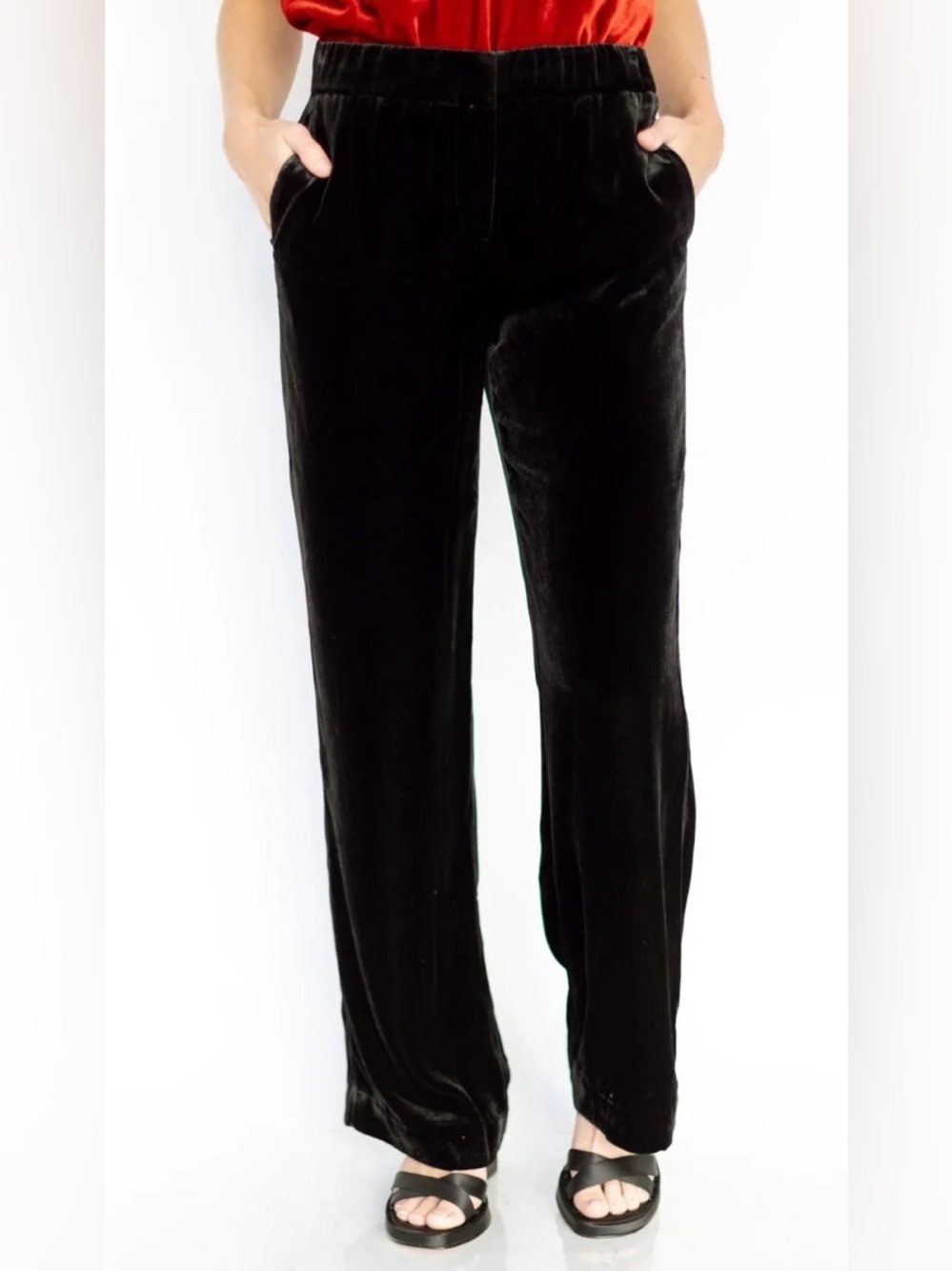 NWT GO SILK PARACHUTE PANTS Black VELVET
